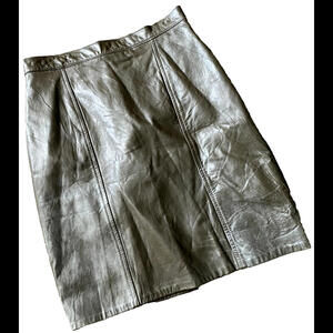 Firenze Santa Barbara Leather Skirt USA Made Genuine Size 10 Brown Lined Y2K EUC